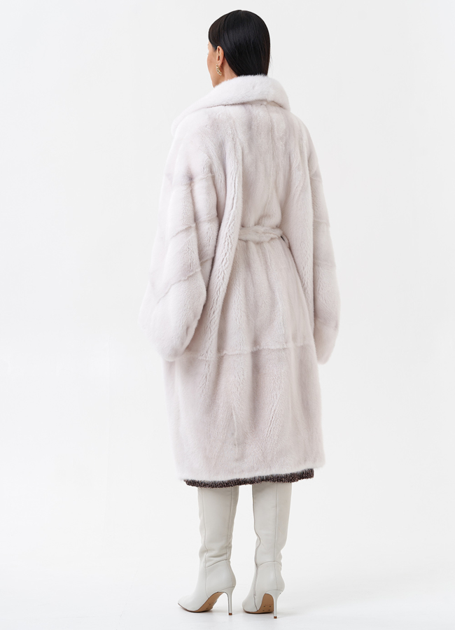 фото Белая норковая шуба модель № 29167