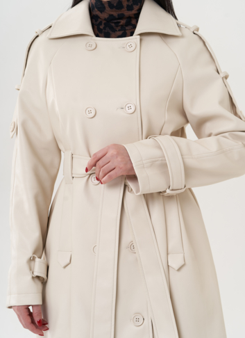 Удлиненный тренч из эко кожи