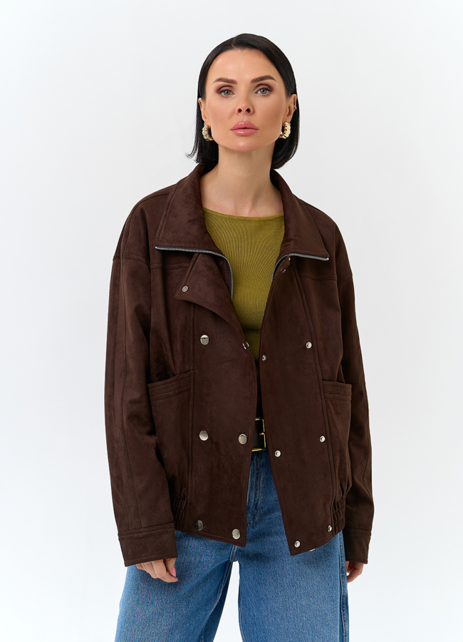 Женская утепленная куртка бомбер из эко замши модель № 32787 универмаг малина