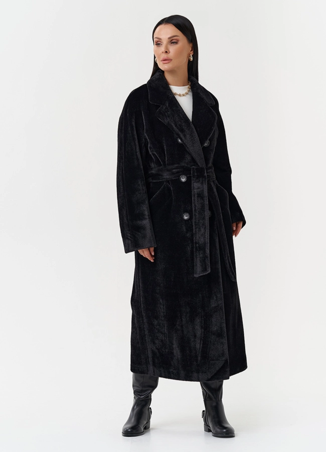фото Утепленное пальто из эко меха модель № 28104