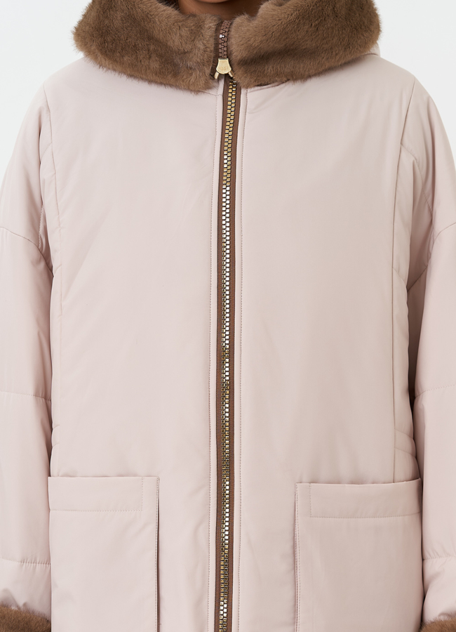 Пуховик с отделкой из эко меха под норку модель № 28838 в рассрочку