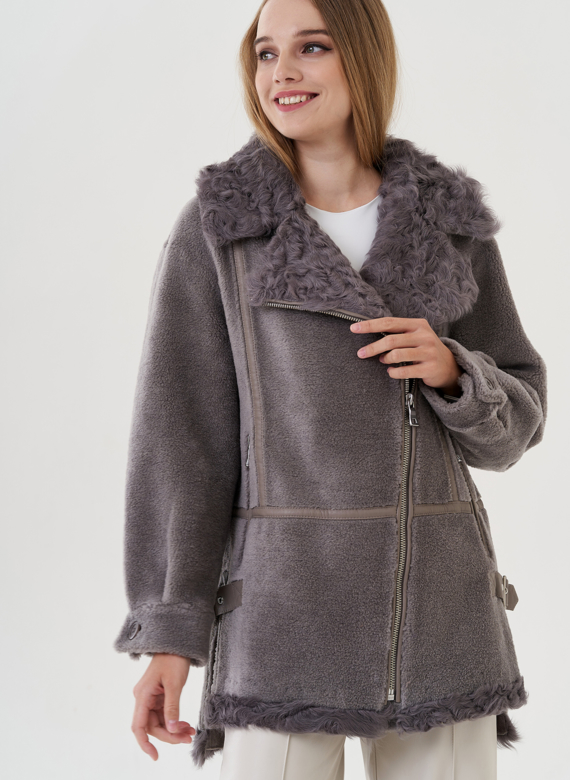 Женская куртка "косуха" из искусственного меха