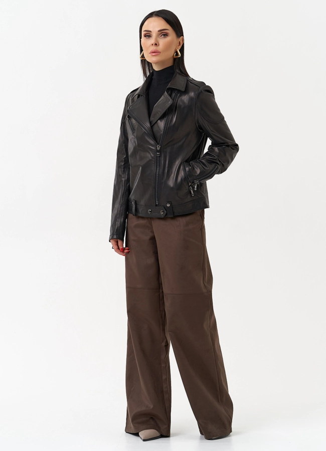 Куртка кожаная черного цвета модель № 10662 универмаг малина