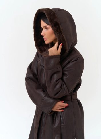 Женская дубленка из эко замши