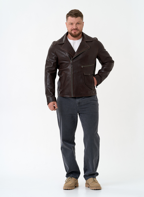 Мужская куртка косуха из натуральной кожи