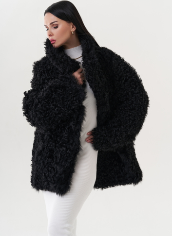 Двухсторонняя дубленка черного цвета