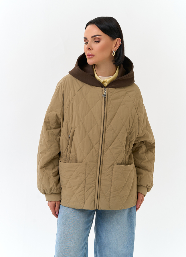 Женская куртка с трикотажным капюшоном модель № 32838 универмаг малина