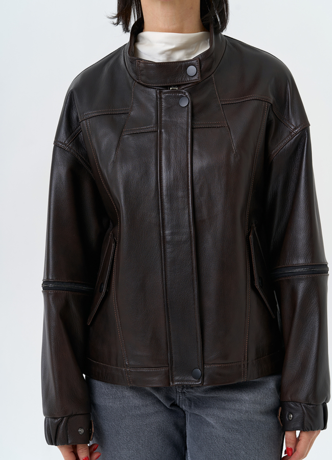 Женская куртка из натуральной кожи модель № 32675 универмаг малина