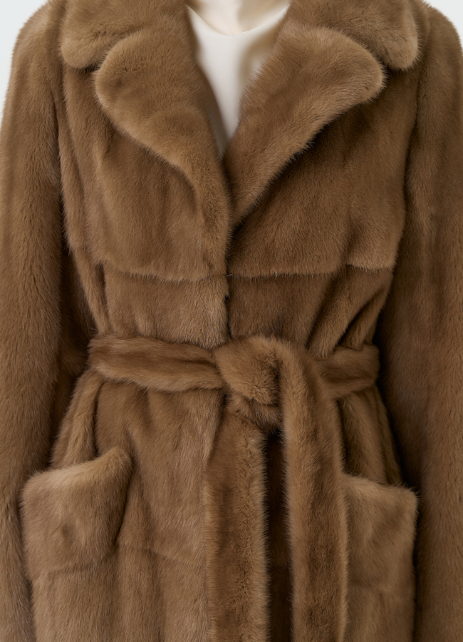 Длинная шуба из меха норки с английским воротником модель № 32067 универмаг малина