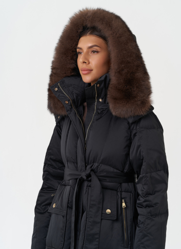 Пуховик с капюшоном из меха песца