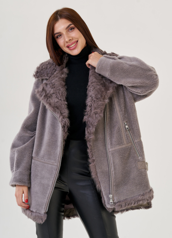 Женская куртка "косуха" из искусственного меха