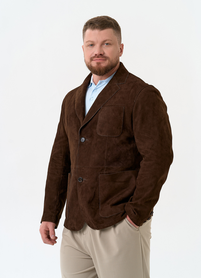Мужской пиджак из натуральной замши модель № 32745 универмаг малина