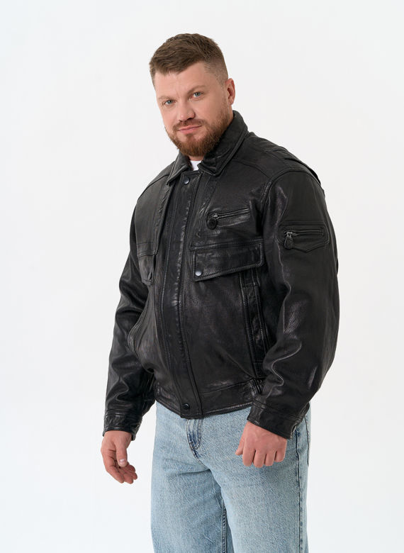 Мужская куртка бомбер из натуральной кожи