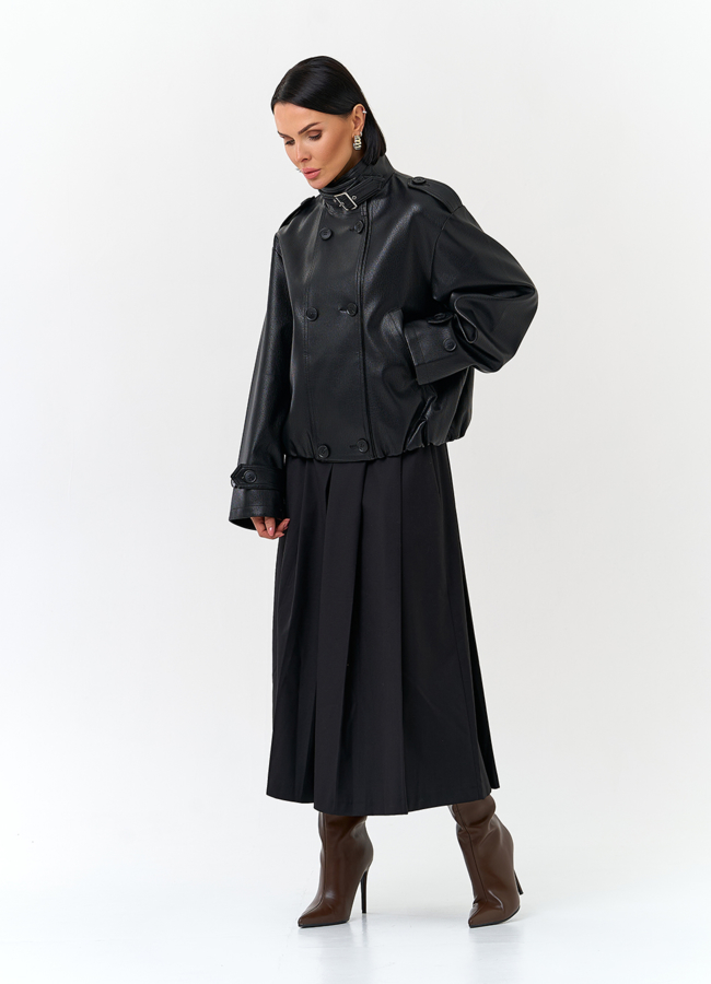 Женская куртка из эко кожи черного цвета модель № 32738 в рассрочку