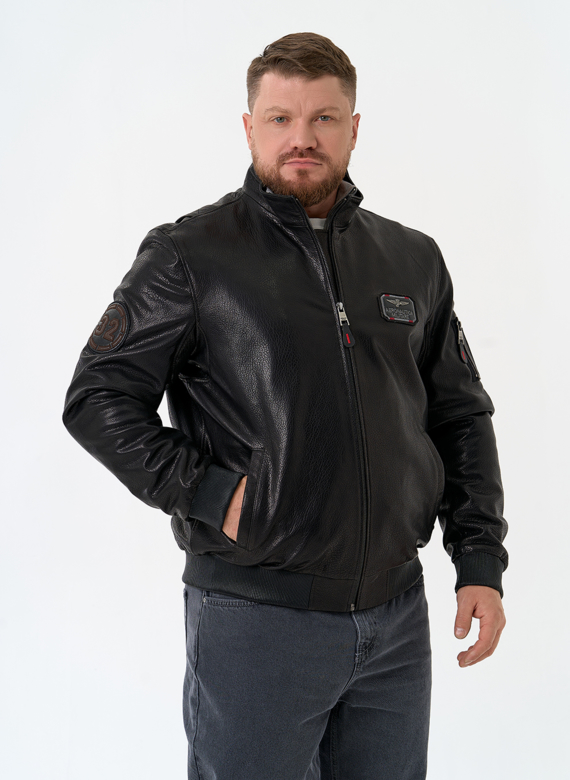 Мужская куртка бомбер из натуральной кожи