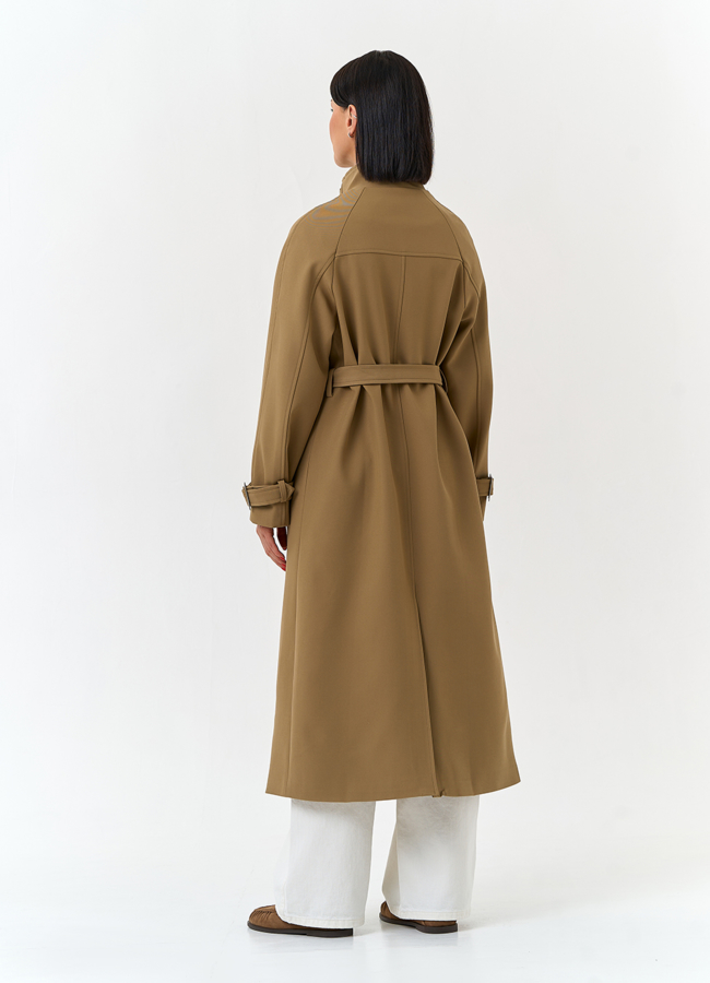 фото Женский плащ с воротником стойкой модель № 33098