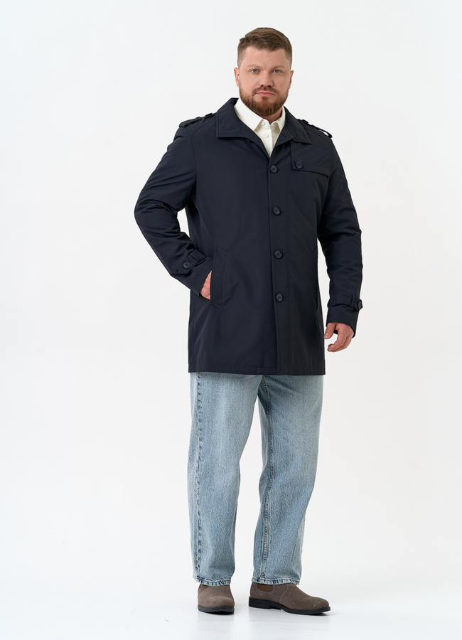 Мужское полупальто синего цвета модель № 32588 в кредит