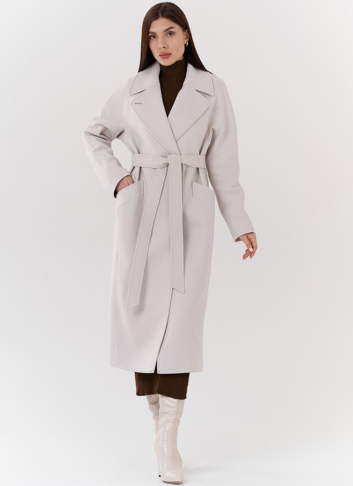 Удлиненное женское пальто в цвете жемчуг