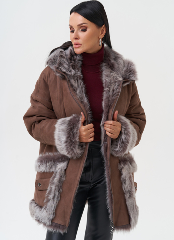 Натуральная дубленка с капюшоном