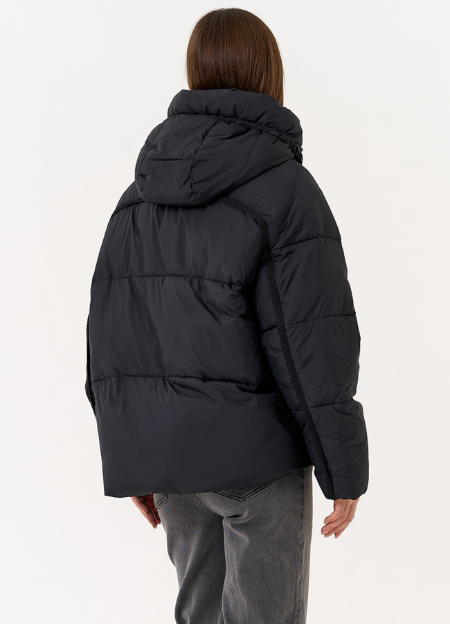 Женский пуховик черного цвета с капюшоном модель № 31521 в кредит