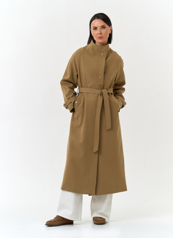 Женский плащ с воротником стойкой