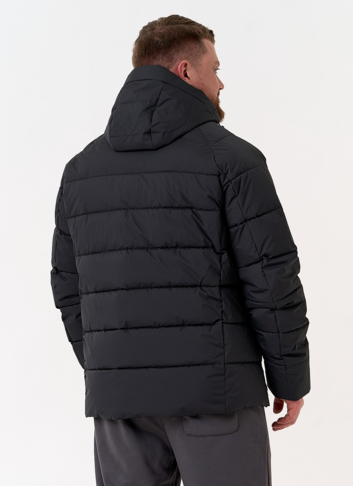 Мужской пуховик черного цвета с капюшоном