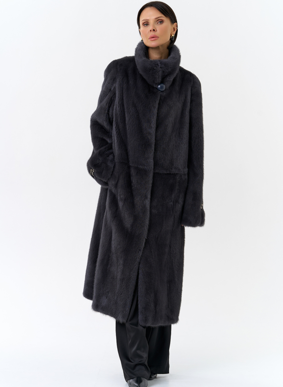 Норковая шуба с воротником стойка 