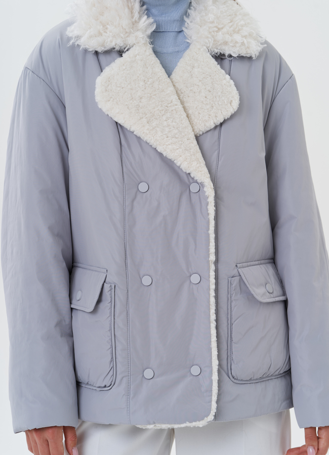 Утепленная куртка с эко мехом модель № 27659 универмаг малина