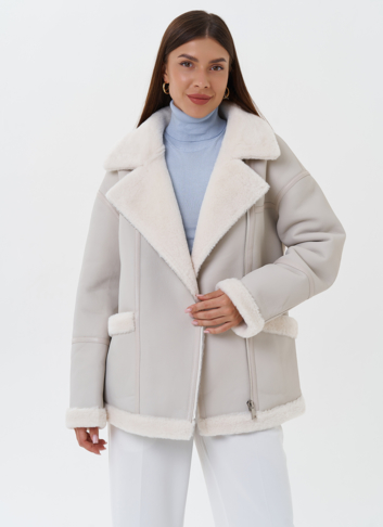 Женская эко дубленка с эко мехом