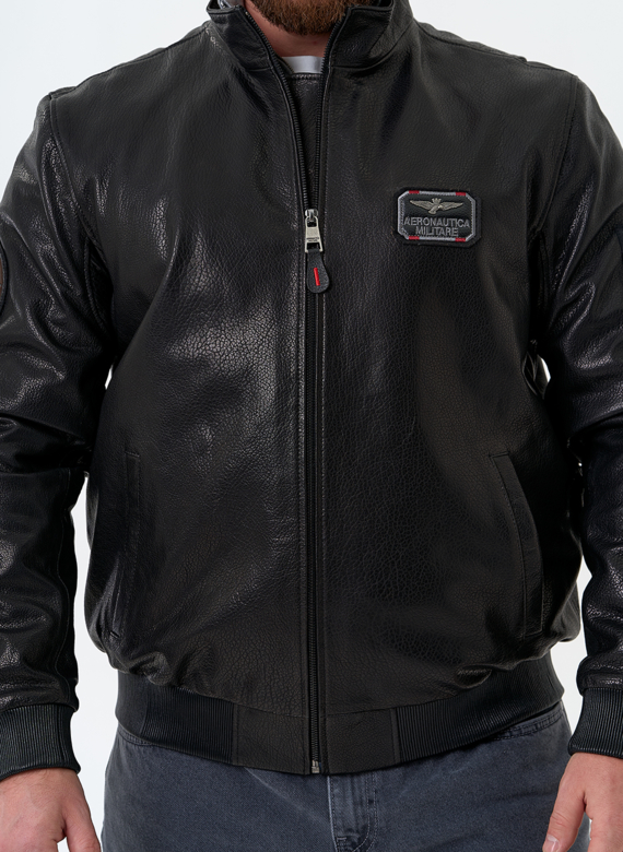 Мужская куртка бомбер из натуральной кожи