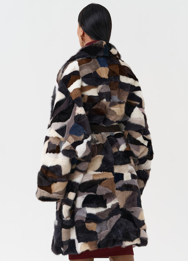 Шуба из меха норки с английским воротником модель № 31038 в рассрочку