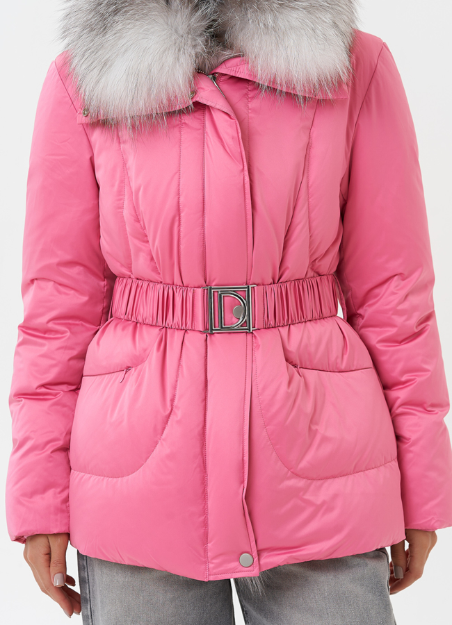 Пуховик с мехом чернобурки модель № 28572 универмаг малина