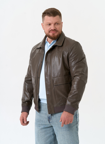 Мужская куртка бомбер из натуральной кожи