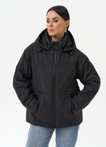 Женская утепленная куртка со съемными рукавами