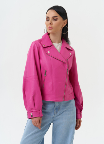 Куртка косуха из эко кожи розового цвета