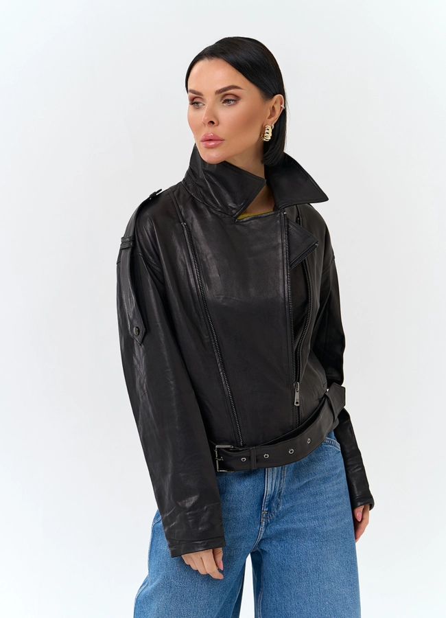 Женская куртка косуха из натуральной кожи модель № 26849 универмаг малина фото