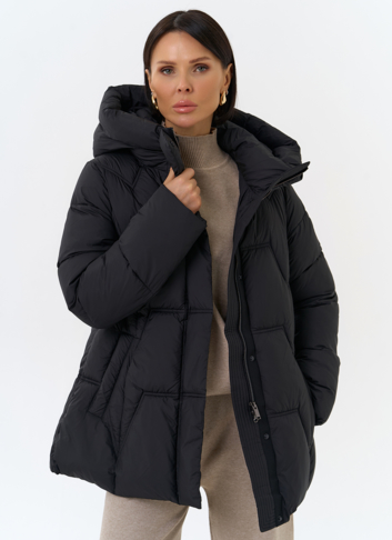 Женский пуховик с поясом